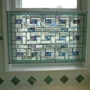 Art: Beveled Stained Glass Window Panel by Artist Phil Petersen