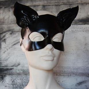 Art: Leather cat mask - Annabel by Artist Barbara Doherty (MidnightZodiac Leather)