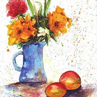 Art: Flowers and Mangos - for sale in my ebay store by Artist Ulrike 'Ricky' Martin