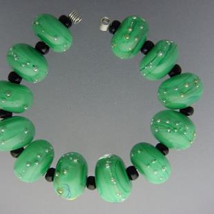 Art: BG Morrow LAMPWORK Handmade 12-14mm Glass 12 Beads D300  by Artist Bonnie G Morrow