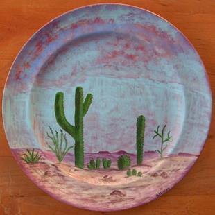 Art: West Texas Cactus Plate by Artist Sherry Key