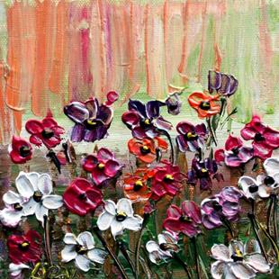 Art: FLOWERS GARDEN Impasto Oil by Artist LUIZA VIZOLI