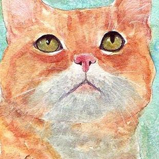Art: Kitty  bored - sold by Artist Ulrike 'Ricky' Martin