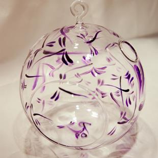 Art: Purple Dragonfly Ball Candle Holder by Artist Rebecca M Ronesi-Gutierrez