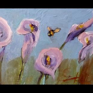 Art: Lilies with Bee by Artist Delilah Smith