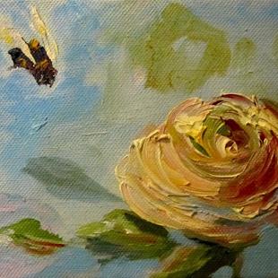 Art: Rose and Bumble Bee by Artist Delilah Smith