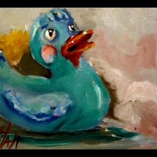 Art: Blue Rubber Duckie by Artist Delilah Smith