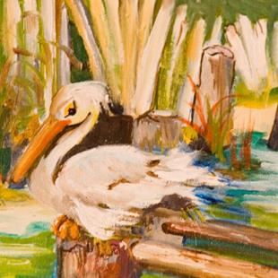 Art: Snoozing Pelican-sold by Artist Delilah Smith