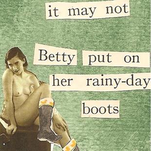 Art: Betty Put On Her Rainy Day Boots by Artist Nancy Denommee   