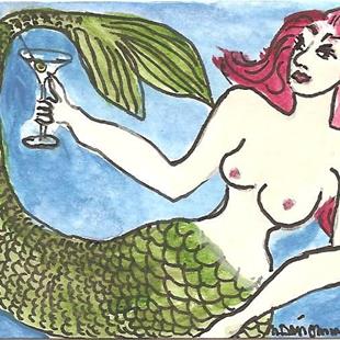 Art: Mermaid With a Martini by Artist Nancy Denommee   