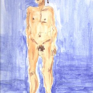 Art: Curly original male nude by Artist Nancy Denommee   
