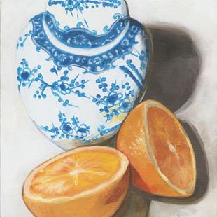 Art: Ginger Jar with Split Orange by Artist Aimee L. Dingman
