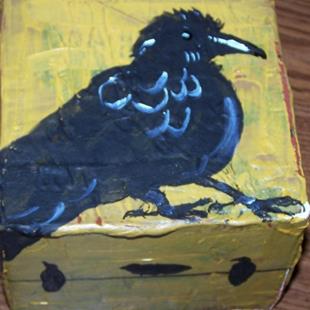 Art: Crows on a Wire 5 paintings in 1 by Artist Nancy Denommee   