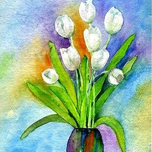Art: White Tulips by Artist Ulrike 'Ricky' Martin