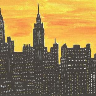 Art: New York City Sunset by Artist Nancy Denommee   
