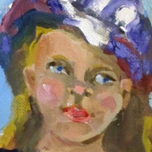 Art: Girl with the Hat Aceo by Artist Delilah Smith