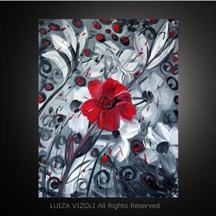 Art: ONE RED FLOWER by Artist LUIZA VIZOLI