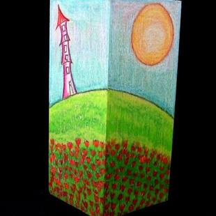 Art: POPPIES AND A TURRET by Artist Sherry Key
