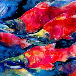 Art: Salmon by Artist Kathy Morton Stanion