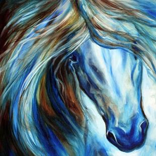 Art: BLUE MANE EVENT EQUINE ABSTRACT by Artist Marcia Baldwin