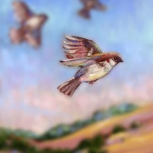 Art: Flying With Sparrows ~ Bokeh by Artist Patricia  Lee Christensen