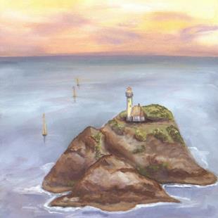 Art: Lighthouse on Rock Island by Artist Cynthia Schmidt