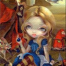 Art: Alice and the Bosch Monsters ACEO by Artist Jasmine Ann Becket-Griffith