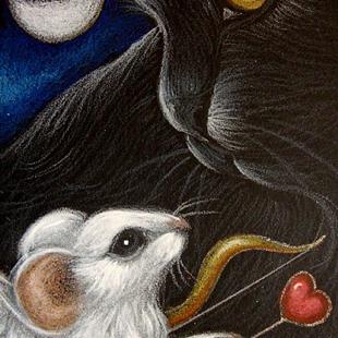 Art: VALENTINE CUPID ANGEL MOUSE & BLACK CAT by Artist Cyra R. Cancel