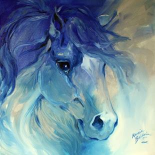 Art: SILVER BLUES EQUINE ABSTRACT by Artist Marcia Baldwin