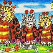 Art: Cat-A-Bug Family - SOLD by Artist Kim Loberg