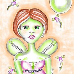 Art: Chartreuse Zipperfly Smuggling Fairy by Artist Sherry Key