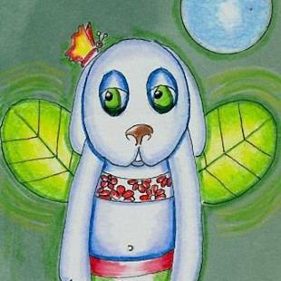 Art: Puppy Flying Dream by Artist Sherry Key