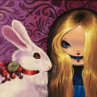 Art: White Rabbit and Alice by Artist Nico Niemi