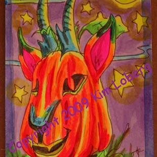 Art: Punkin' Head Neon Boo Pronghorn Antelope SOLD by Artist Kim Loberg