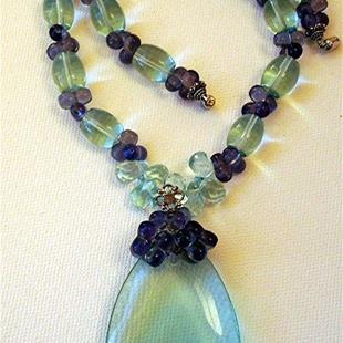 Art: Blue Quartz and Amethyst Necklace and Pendant by Artist Ulrike 'Ricky' Martin