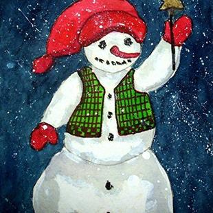 Art: Snowman with star by Artist Ulrike 'Ricky' Martin