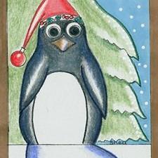 Art: Penguin Solitude-Sold by Artist Sherry Key