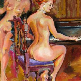 Art: The Piano at night by Artist Luda Angel