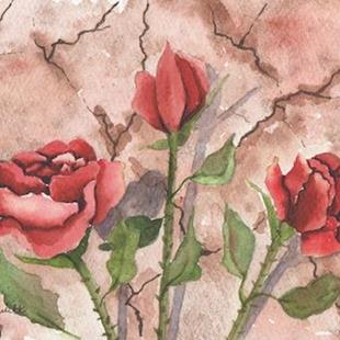 Art: Roses by old wall by Artist Melanie Pruitt