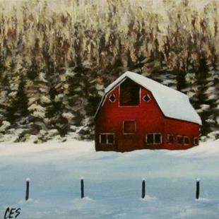 Art: Red Barn by Artist Christine E. S. Code ~CES~