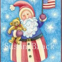 Art: DOVER PUB. RED WHITE AND BLUE Santa by Artist Susan Brack