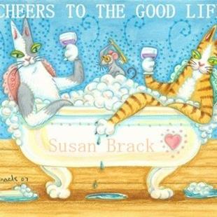 Art: Hiss N' Fitz Series - CHEERS TO THE GOOD LIFE  Card by Artist Susan Brack