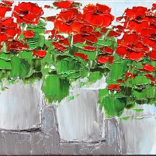 Art: Red Geraniums - House Plant - oil by Artist Luba Lubin