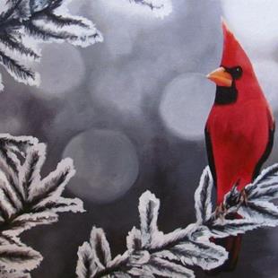 Art: Winter Cardinal by Artist Christine E. S. Code ~CES~