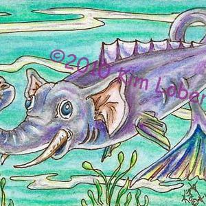 Art: Lucky Elephant Fish - SOLD by Artist Kim Loberg