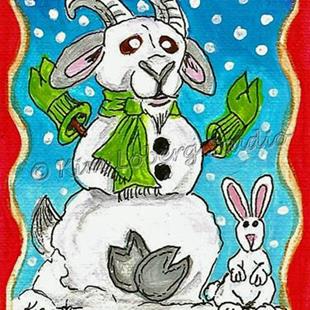 Art: Snow Goat - Rabbit by Artist Kim Loberg