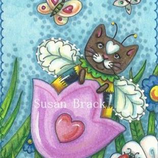 Art: Bumblecat: SWINGING TULIPS MAKE BUMBLECATS PURR by Artist Susan Brack