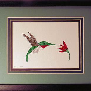Art: Quilled Hummingbird by Artist Sandra J. White