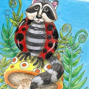 Art: Little Lady Bug Raccoon SOLD by Artist Kim Loberg