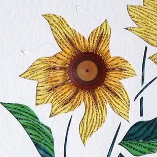Art: Quilled Sunflowers in the Wind by Artist Sandra J. White